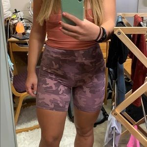 NWOT lululemon pink camo biker shorts 6”